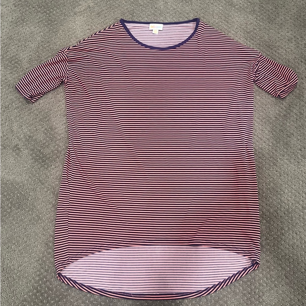 LuLaRoe Irma Women’s Striped Tee - Pink and Purple Size XXS